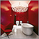 Striking Interior design of scarlet red bathroom