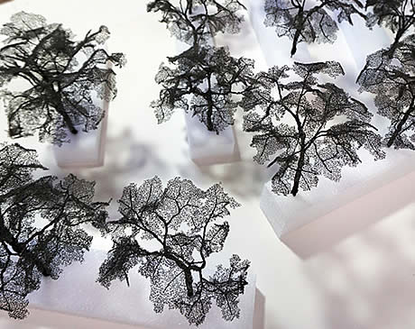 Mies van der Rohe - Mansion House Square; 13 Completed Copper Wire Model Trees for RIBA Exhibition.